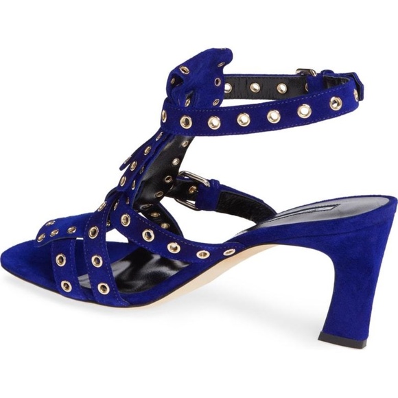 BRIAN ATWOOD Luisa Royal Blue Suede Leather Sandals Heels Pumps - Picture 2 of 13